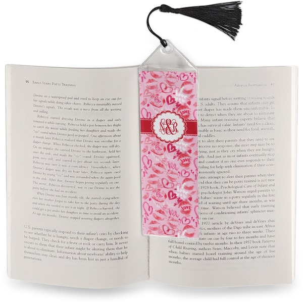 Lips n Hearts Bookmark with tassel - In book
