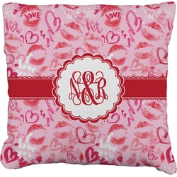 Lips n Hearts Faux-Linen Throw Pillow 16" (Personalized)
