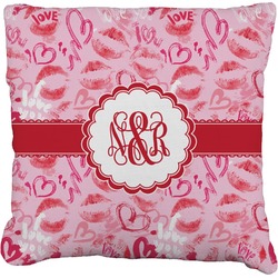 Lips n Hearts Faux-Linen Throw Pillow 18" (Personalized)