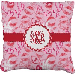 Lips n Hearts Faux-Linen Throw Pillow 20" (Personalized)