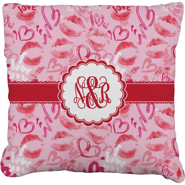 Custom Lips n Hearts Faux-Linen Throw Pillow 20" (Personalized)