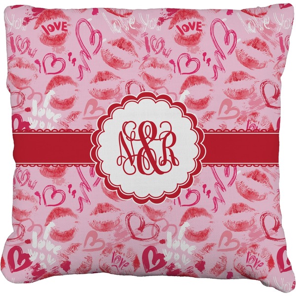 Custom Lips n Hearts Faux-Linen Throw Pillow 26" (Personalized)