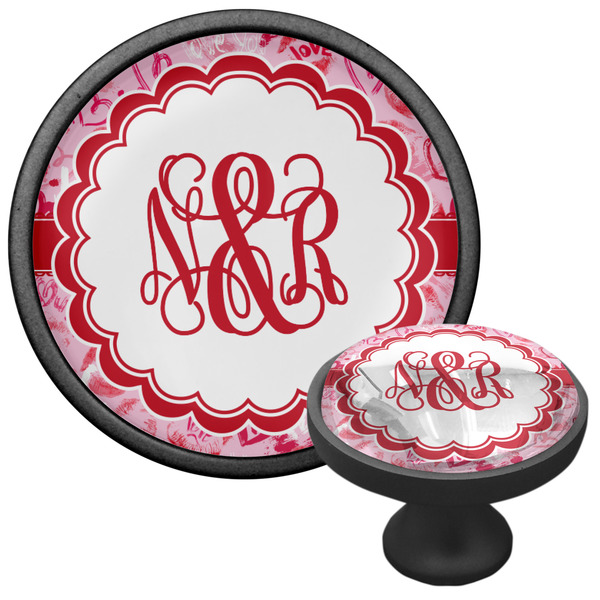 Lips n Hearts Cabinet Knob - Black - Multi Angle