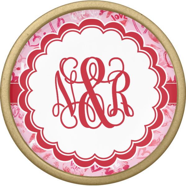 Lips n Hearts Cabinet Knob - Gold - Front