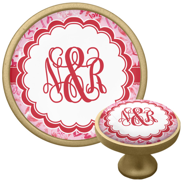 Custom Lips n Hearts Cabinet Knob - Gold (Personalized)