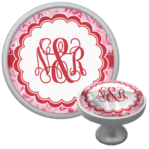 Custom Lips n Hearts Cabinet Knob (Silver) (Personalized)
