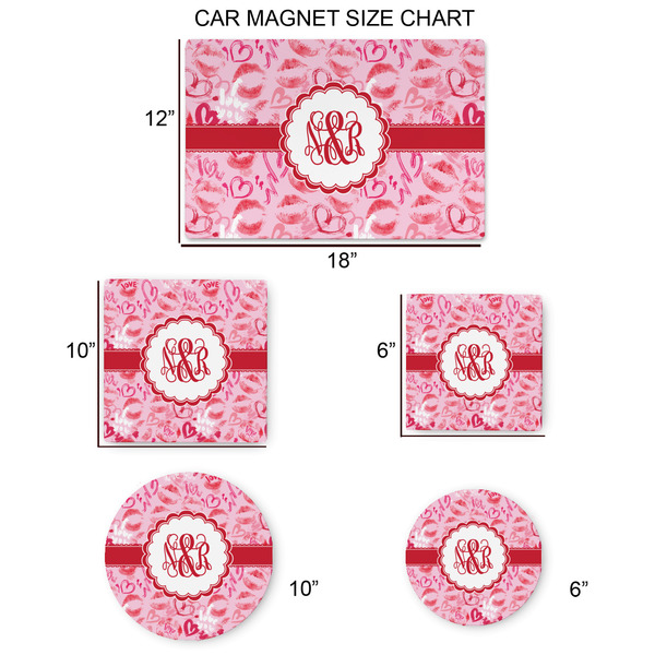 Lips n Hearts Car Magnets - SIZE CHART