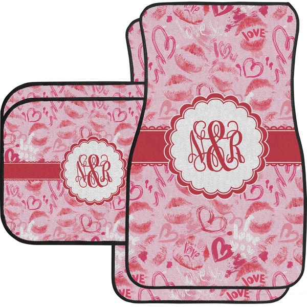 Custom Lips n Hearts Car Floor Mats Set - 2 Front & 2 Back (Personalized)