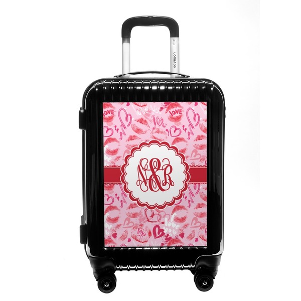 Custom Lips n Hearts Carry On Hard Shell Suitcase (Personalized)