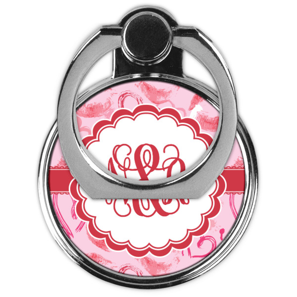 Lips n Hearts Cell Phone Ring Stand & Holder - Front (Collapsed)