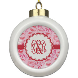 Lips n Hearts Ceramic Ball Ornament (Personalized)