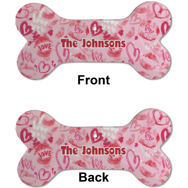 Lips n Hearts Ceramic Flat Ornament - Bone Front & Back (APPROVAL)