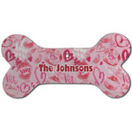 Lips n Hearts Ceramic Dog Ornament - Front w/ Couple's Names