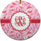 Lips n Hearts Ceramic Flat Ornament - Circle (Front)