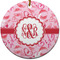 Lips n Hearts Round Ceramic Ornament w/ Couple's Names