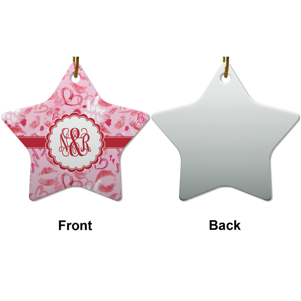 Lips n Hearts Ceramic Flat Ornament - Star Front & Back (APPROVAL)