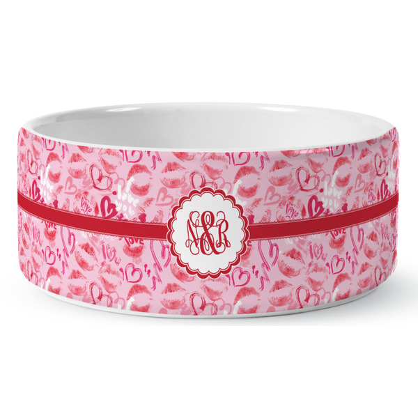 Custom Lips n Hearts Ceramic Dog Bowl - Large (Personalized)