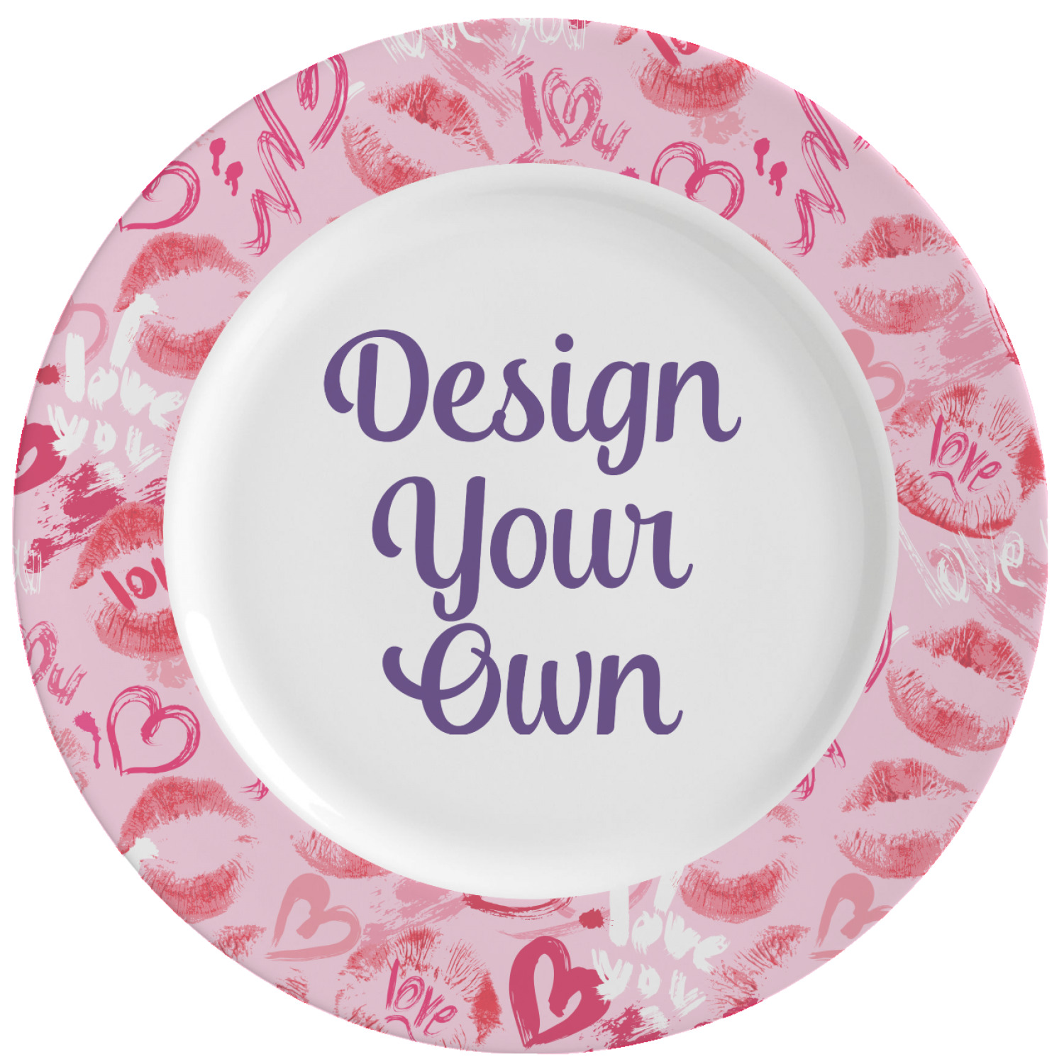 Lips n Hearts Ceramic Dinner Plates (Set of 4) (Personalized