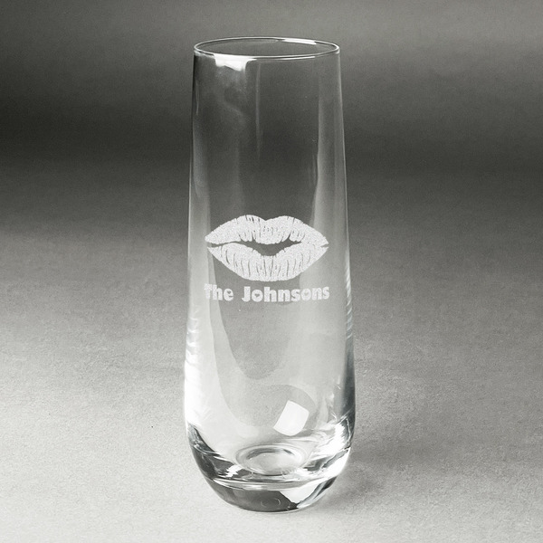 Custom Lips n Hearts Champagne Flute - Stemless Engraved (Personalized)