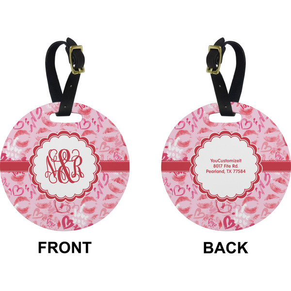 Lips n Hearts Circle Luggage Tag (Front + Back)