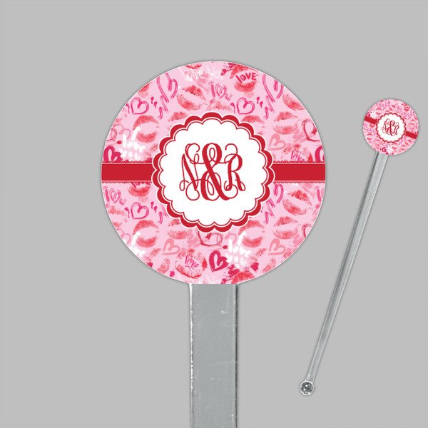 Lips n Hearts Clear Plastic 7" Stir Stick - Round - Closeup