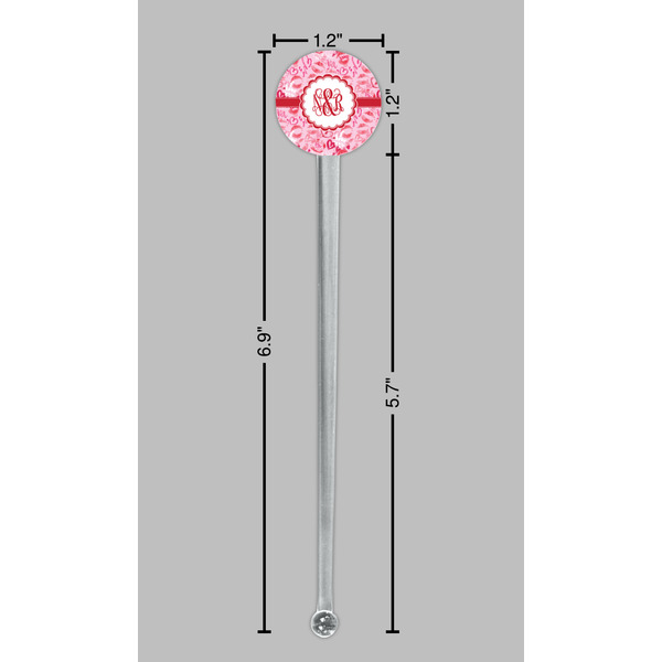 Lips n Hearts Clear Plastic 7" Stir Stick - Round - Dimensions