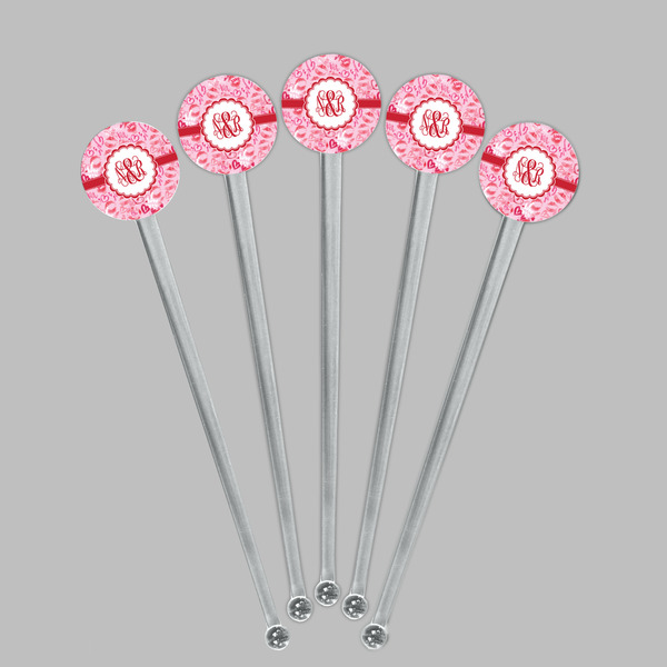 Lips n Hearts Clear Plastic 7" Stir Stick - Round - Fan View