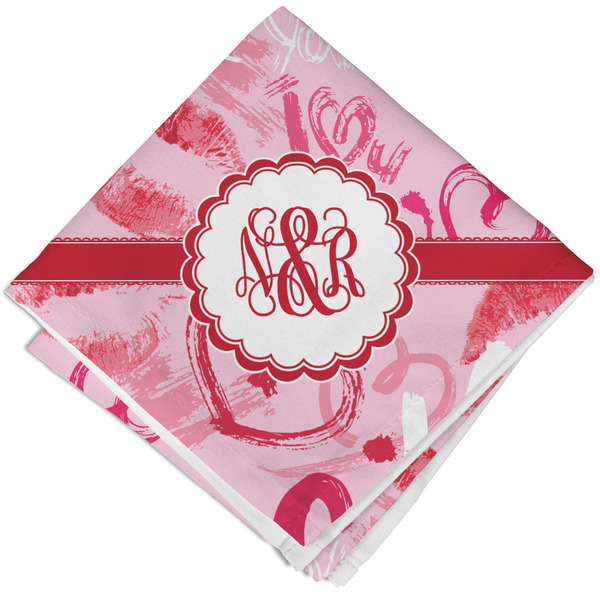 Custom Lips n Hearts Cloth Cocktail Napkin - Single w/ Couple's Names
