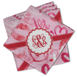 Lips n Hearts Cloth Cocktail Napkins - Set of 4 w/ Couple's Names