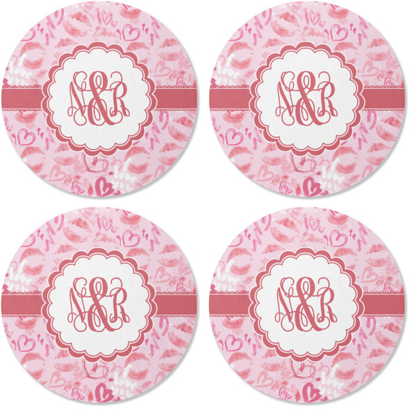 Lips n Hearts Coaster Round Rubber Back - Apvl
