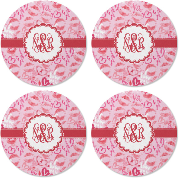 Lips n Hearts Coaster Round Rubber Back - Apvl