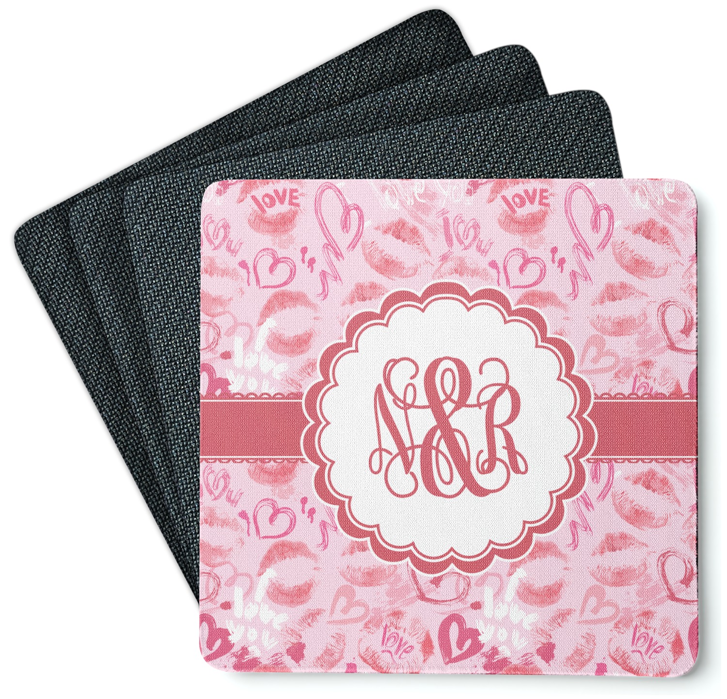 Lips n Hearts Rubber Backed Coaster (Personalized) - YouCustomizeIt
