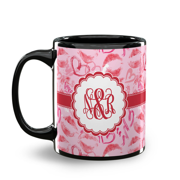 Lips n Hearts Coffee Mug - 11 oz - Black