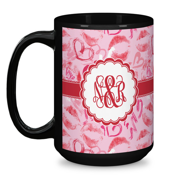 Lips n Hearts Coffee Mug - 15 oz - Black