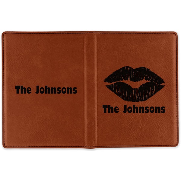 Lips n Hearts Cognac Leather Passport Holder Outside Double Sided - Apvl