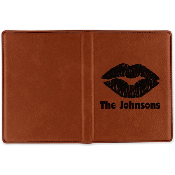 Lips n Hearts Cognac Leather Passport Holder Outside Single Sided - Apvl