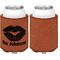 Lips n Hearts Cognac Leatherette Can Sleeve - Single Sided Front and Back