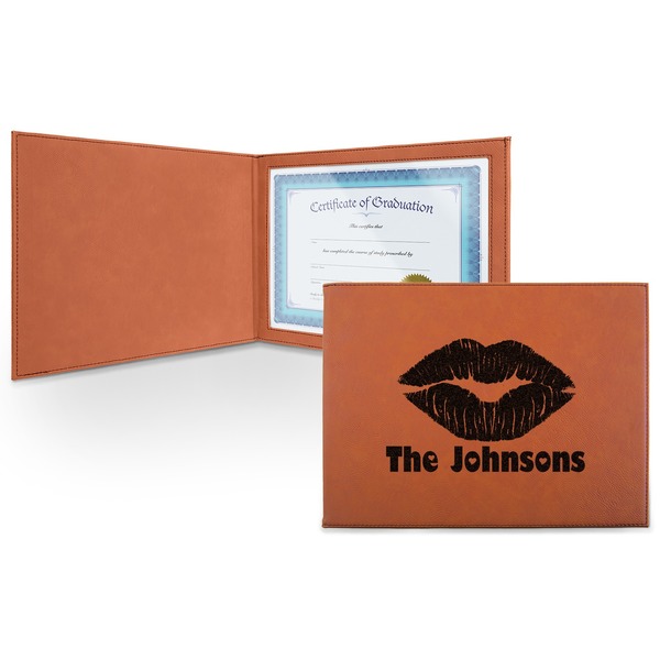 Custom Lips n Hearts Leatherette Certificate Holder - Front (Personalized)