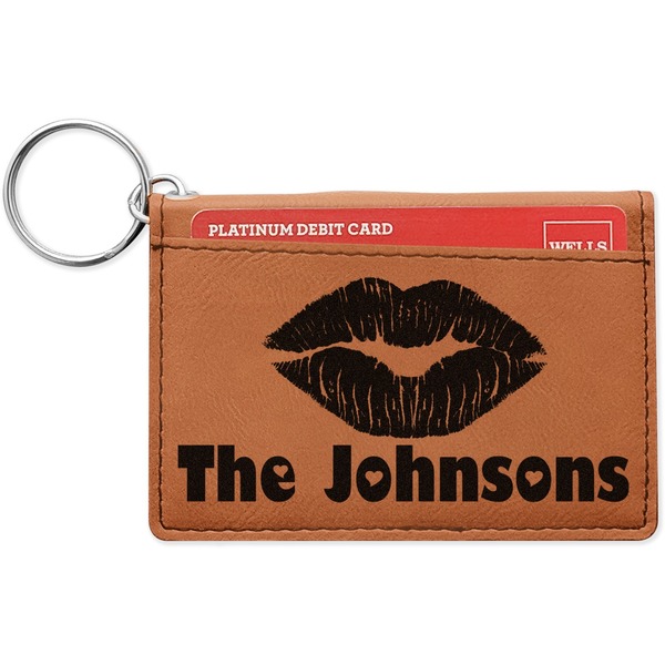 Custom Lips n Hearts Leatherette Keychain ID Holder - Double Sided (Personalized)