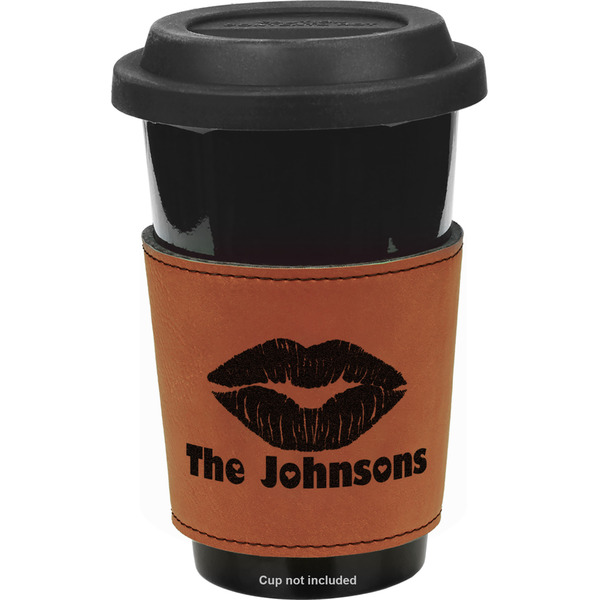 Custom Lips n Hearts Leatherette Cup Sleeve - Single Sided (Personalized)