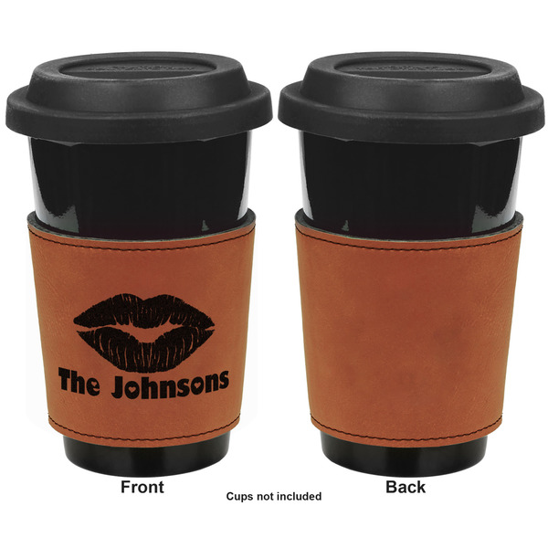 Lips n Hearts Cognac Leatherette Mug Sleeve - Single Sided Apvl