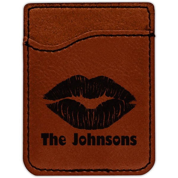 Lips n Hearts Cognac Leatherette Phone Wallet close up