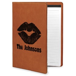 Lips n Hearts Leatherette Portfolio with Notepad - Large - Double Sided (Personalized)