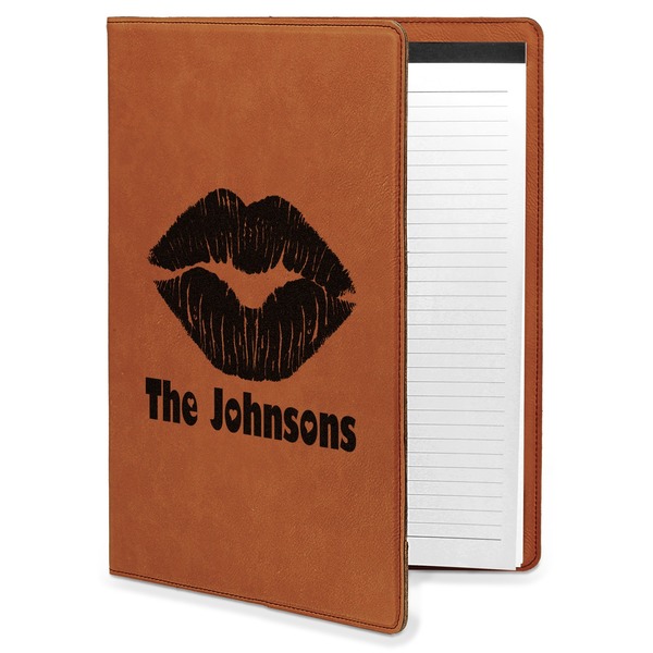 Custom Lips n Hearts Leatherette Portfolio with Notepad - Large - Single Sided (Personalized)