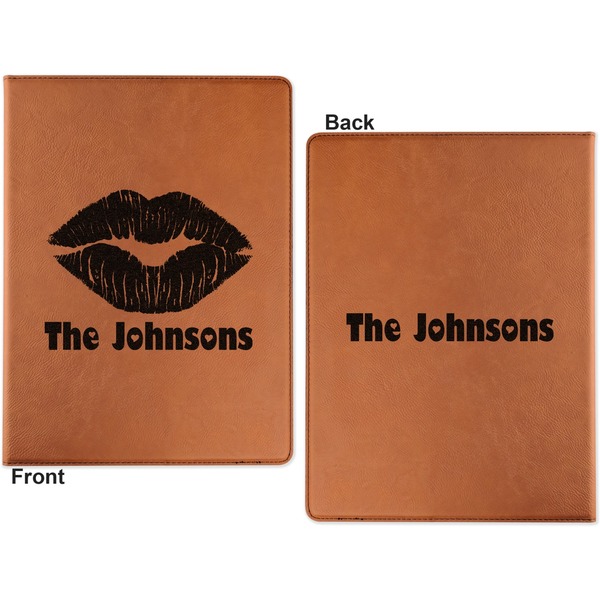 Lips n Hearts Cognac Leatherette Portfolios with Notepad - Small - Double Sided- Apvl