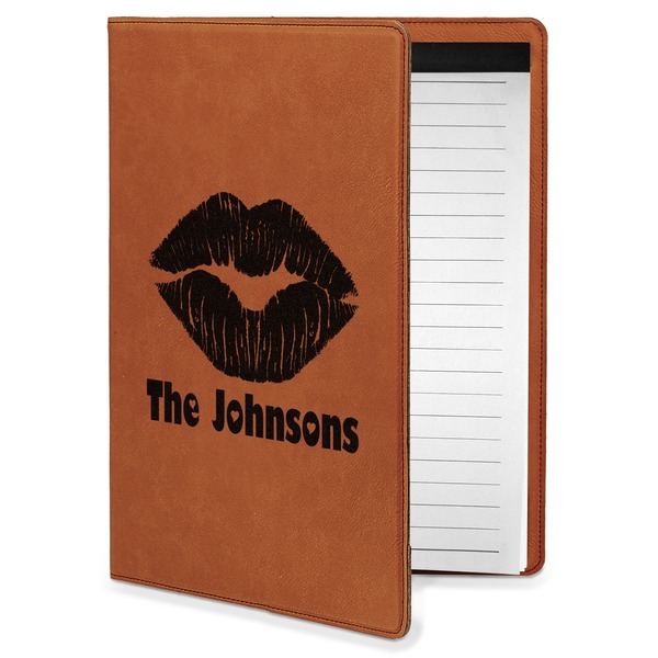 Custom Lips n Hearts Leatherette Portfolio with Notepad - Small - Double Sided (Personalized)