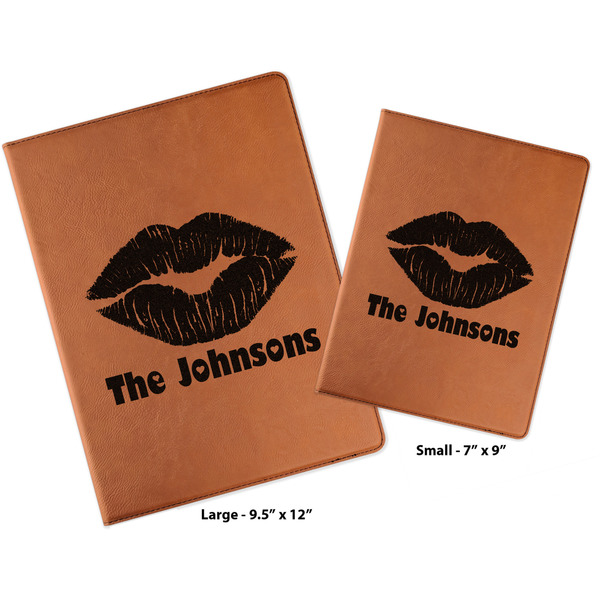Lips n Hearts Cognac Leatherette Portfolios with Notepad - Compare Sizes
