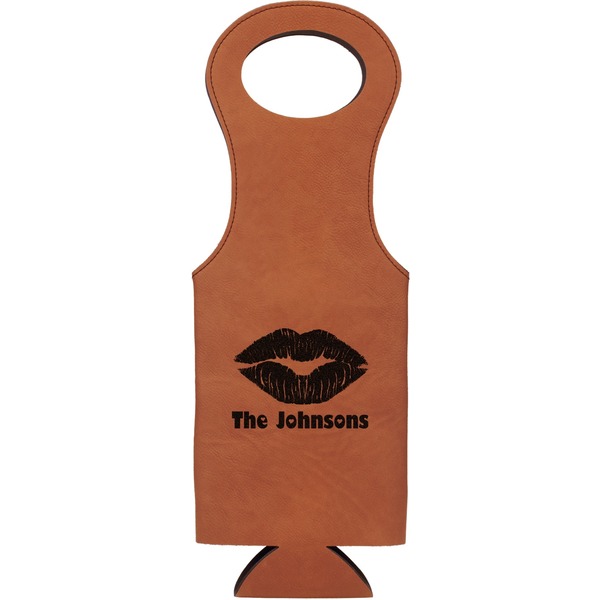 Custom Lips n Hearts Leatherette Wine Tote - Double Sided (Personalized)