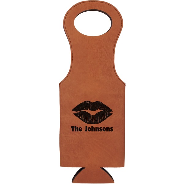 Custom Lips n Hearts Leatherette Wine Tote (Personalized)