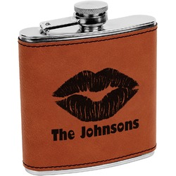 Lips n Hearts Leatherette Wrapped Stainless Steel Flask (Personalized)